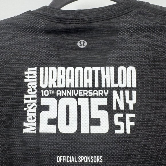 Lululemon Metal Vent Tech Short Sleeve Black Heather Urbanathlon Men’s Size Medi - Picture 11 of 15
